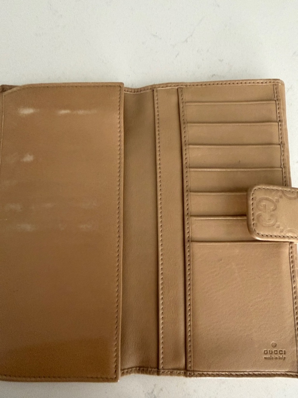 Gucci Tan Monogram Continental Wallet with Gold Double-G - Picture 5 of 6